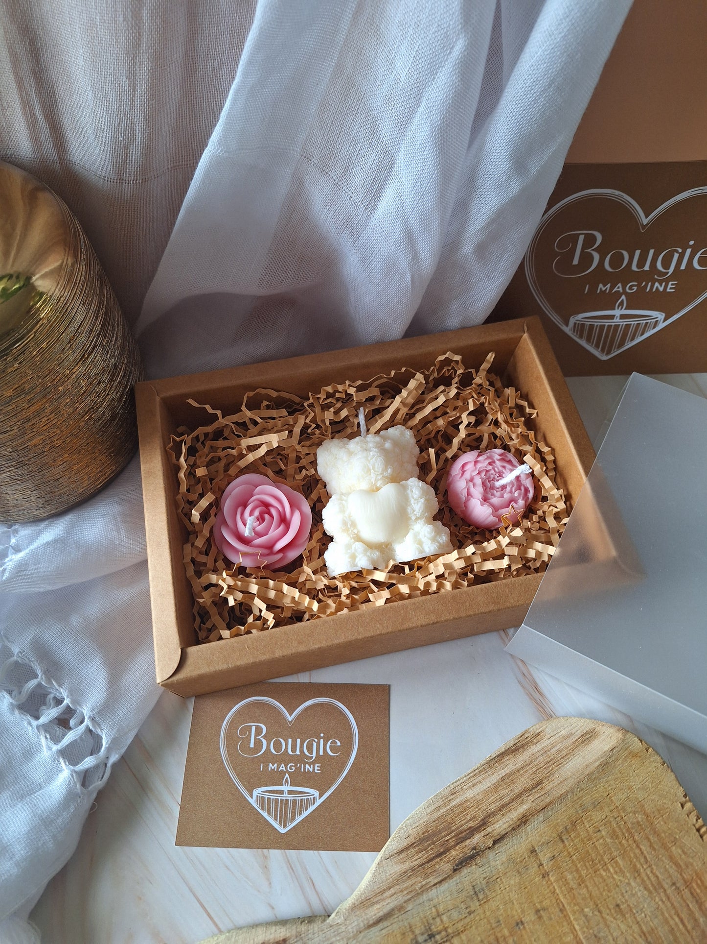 Coffret Bougie "Ours en Fleur"