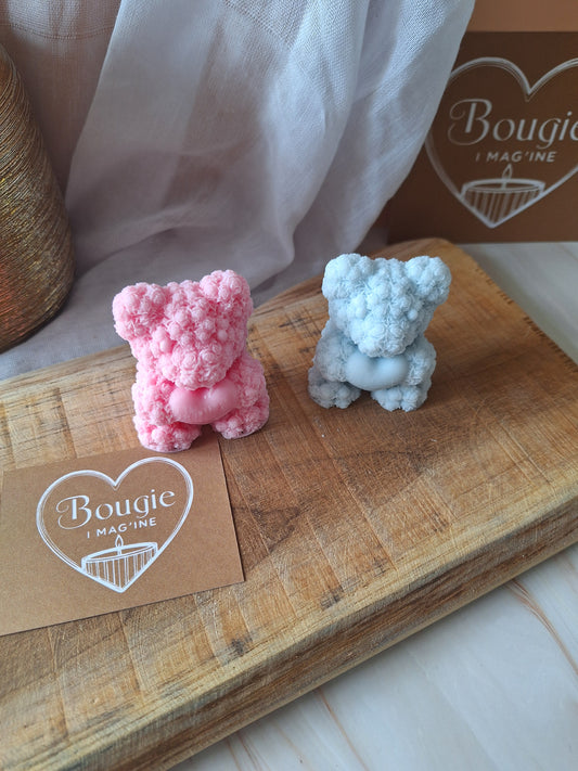 Bougie Petit Ourson en Fleurs
