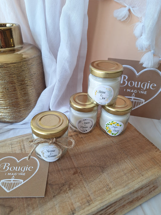 Lumière d’Instant – Bougie personnalisée en pot de verre pour mariage & événements