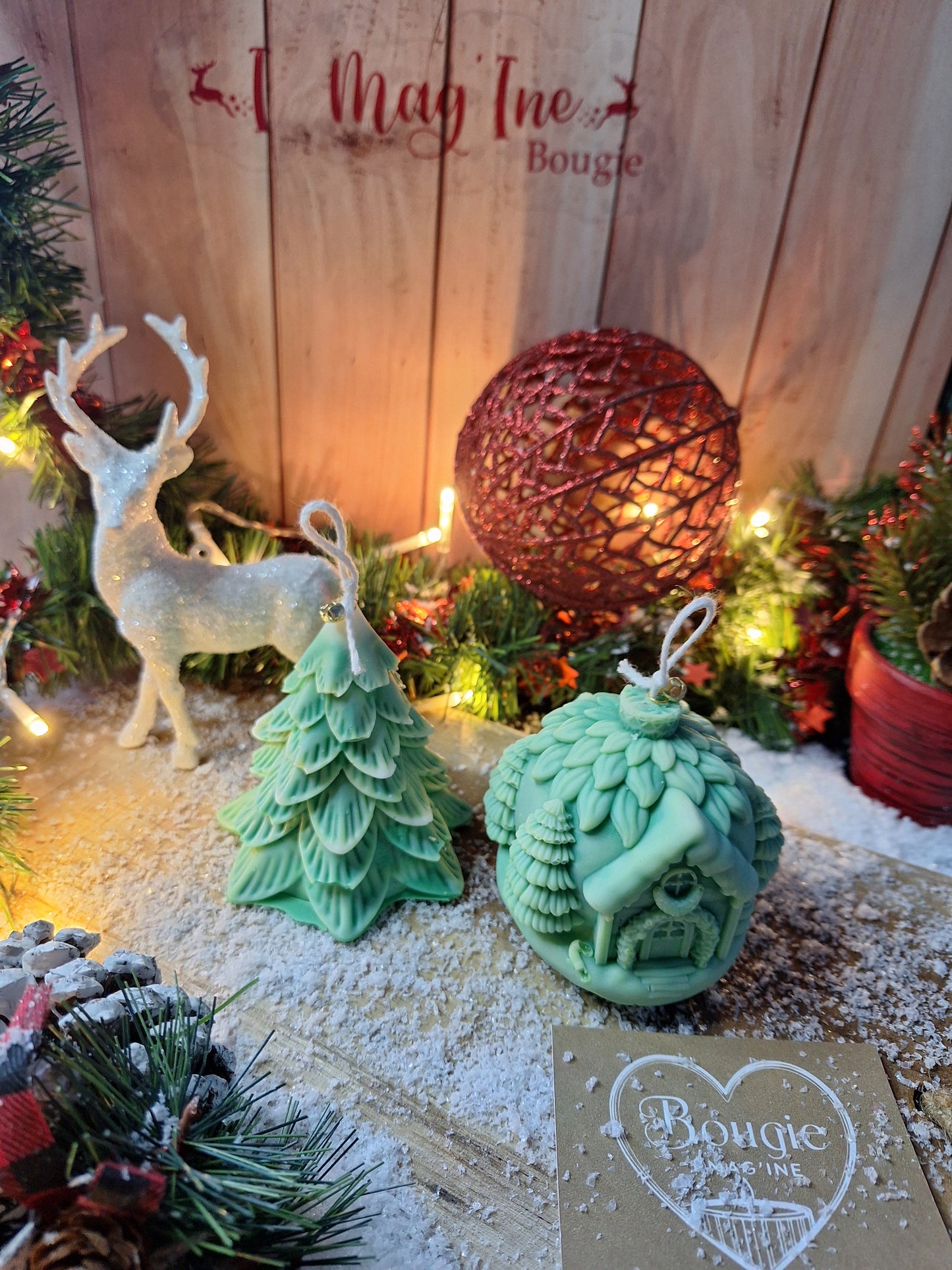 Duo Enchanté de Noël – Bougies Sapin & Boule Magique