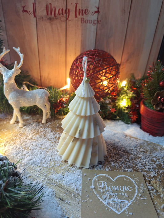 Bougie Sapin Spirale avec Feuilles d’Or – 160g