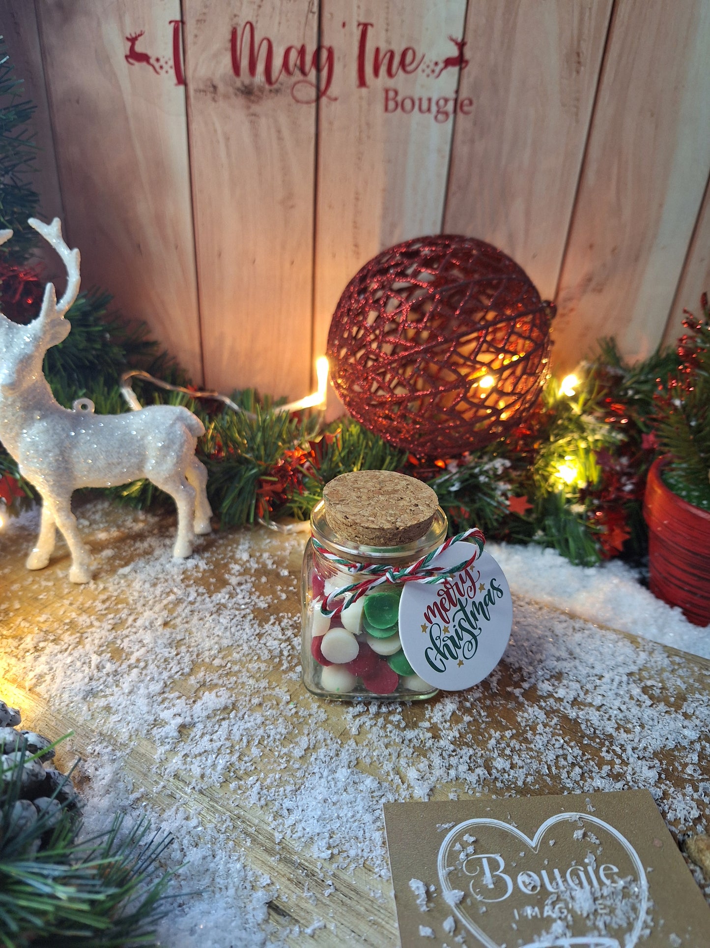 Mini Pot de Fondants de Noël – 25g – Rouge, Blanc & Vert – Personnalisable