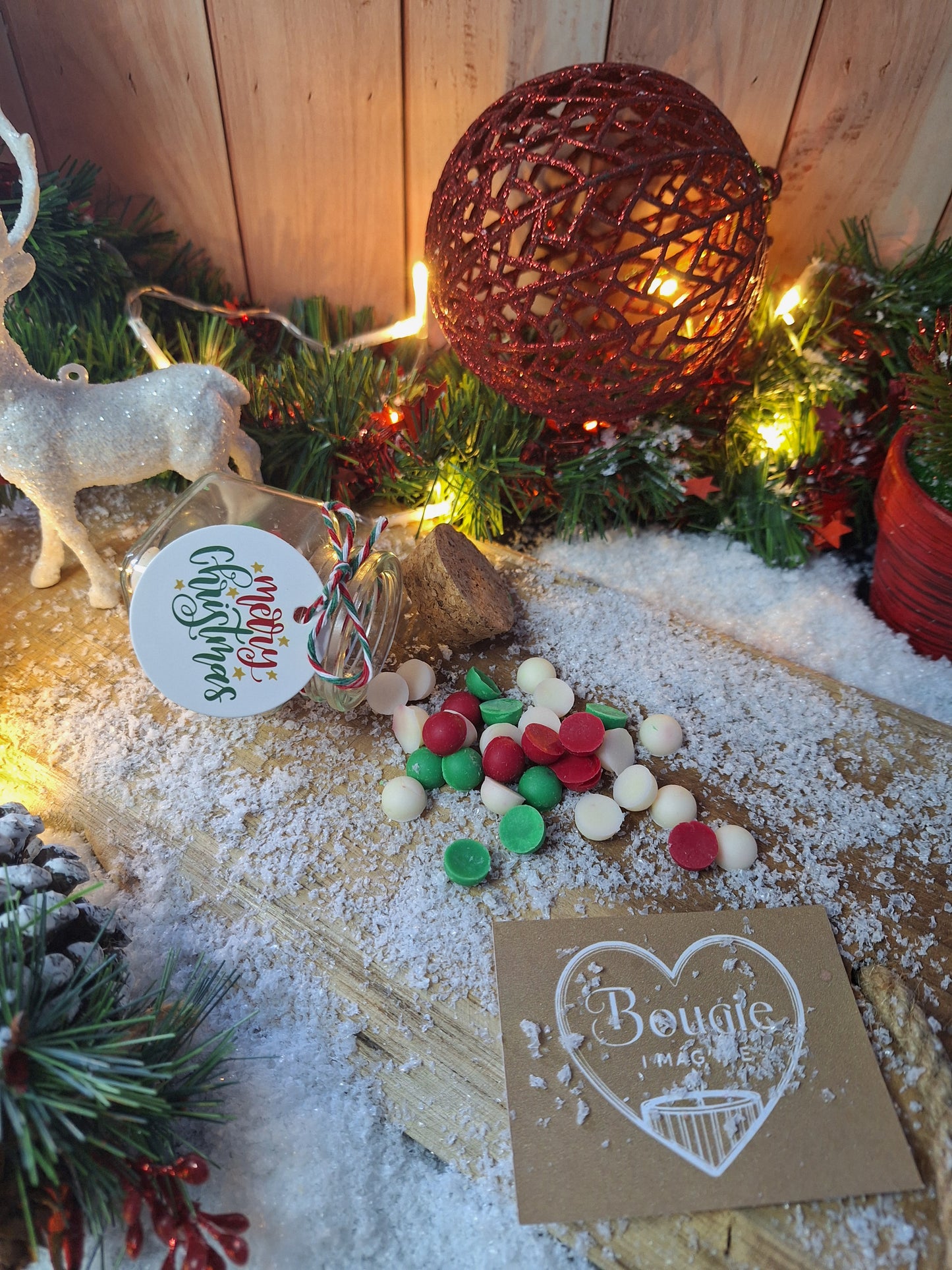 Mini Pot de Fondants de Noël – 25g – Rouge, Blanc & Vert – Personnalisable