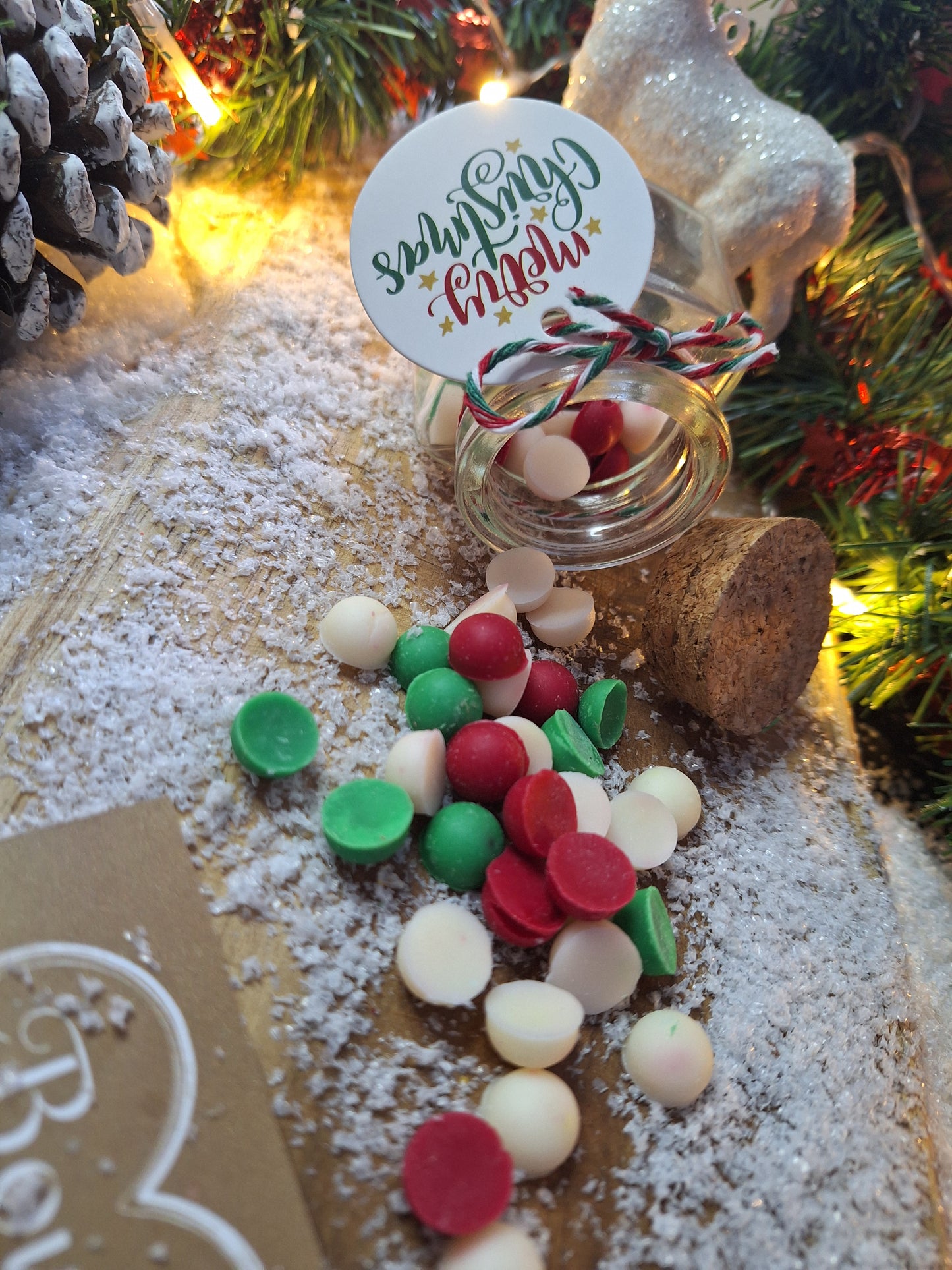 Mini Pot de Fondants de Noël – 25g – Rouge, Blanc & Vert – Personnalisable