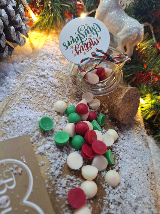 Mini Pot de Fondants de Noël – 25g – Rouge, Blanc & Vert – Personnalisable